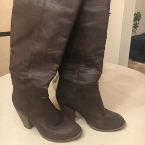 Brown Faux Leather Boots